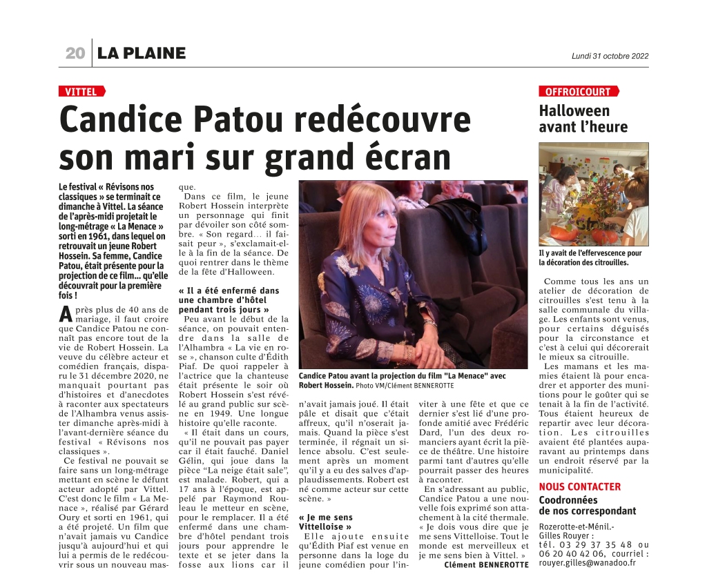 La projection de « La Menace » racontée par Candice Patou dans Vosges Matin